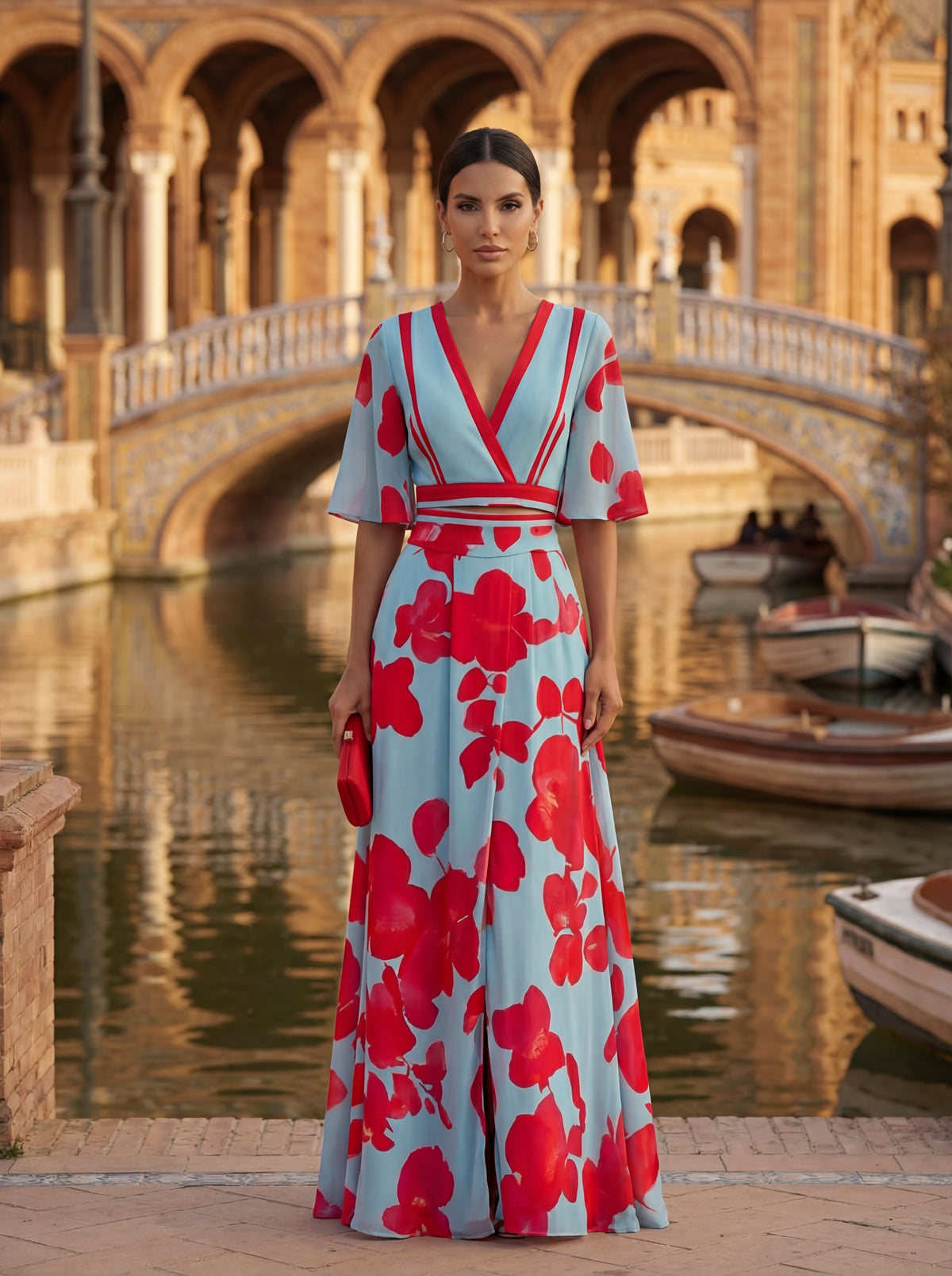 PILAR | ELEGANTE VESTIDO LARGO CON ESCOTE PROFUNDO