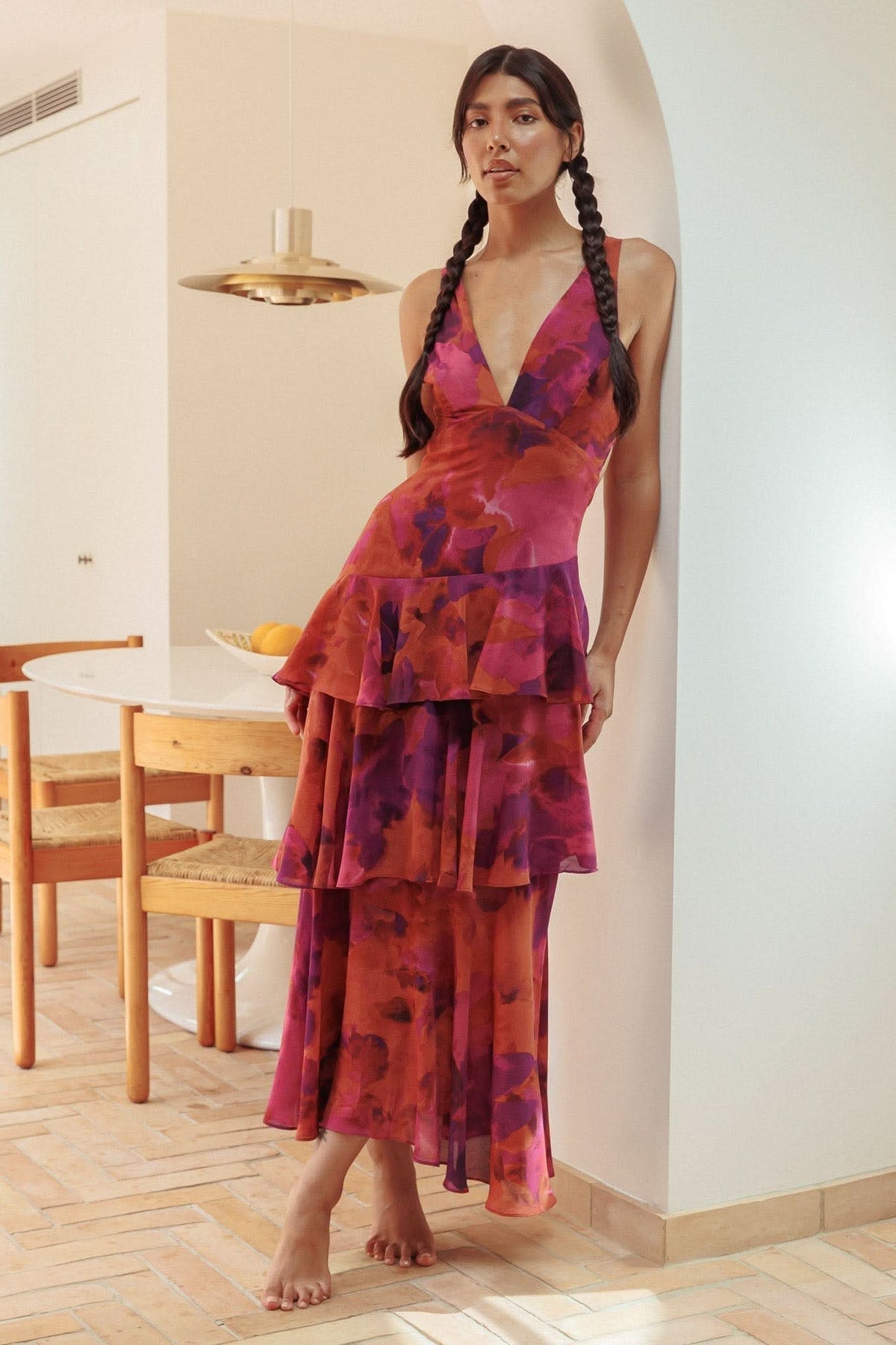 EVA | VESTIDO MIDI CON VOLANTES