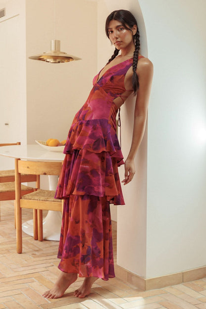 EVA | VESTIDO MIDI CON VOLANTES