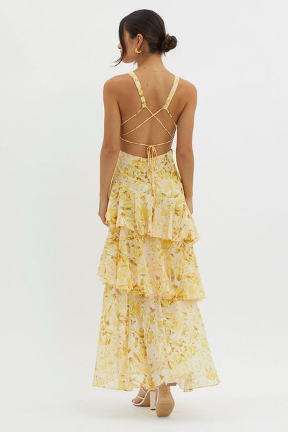 EVA | VESTIDO MIDI CON VOLANTES